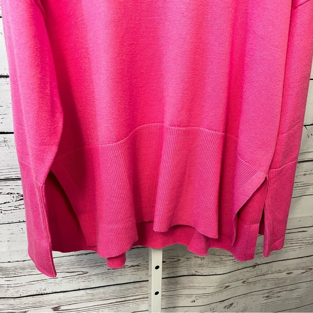 Vibrant Hot Pink Oversized Sweater Split Hem Top Medium - Picture 3 of 6